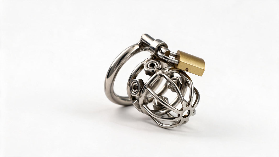 ACUTE PRESSURE STAINLESS STEEL CHASTITY CAGE WITH SAFETY SCREWS
