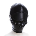 BDSM HOOD WITH BALL GAG – BLACK PU LEATHER