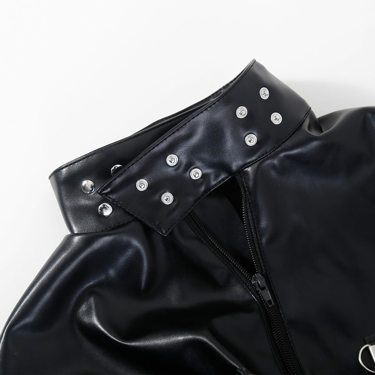 buckled collar detail on black bondage sack