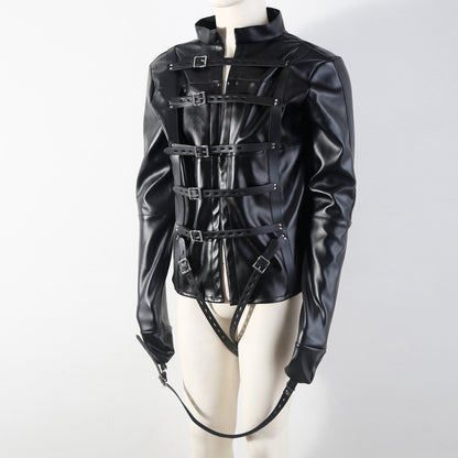 CLASSIC PU LEATHER STRAIGHT JACKET HARNESS