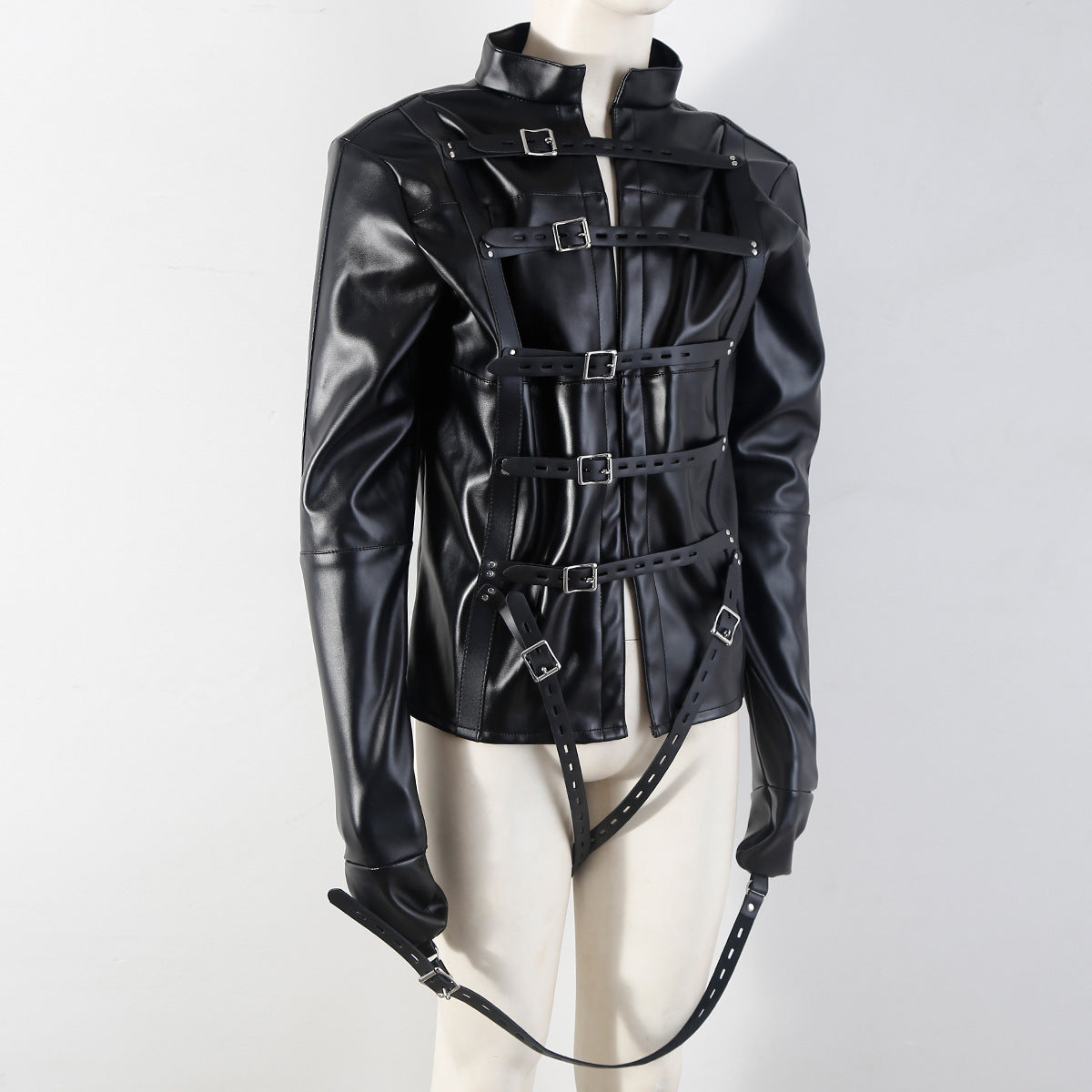 CLASSIC PU LEATHER STRAIGHT JACKET HARNESS