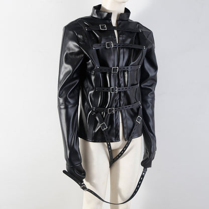 CLASSIC PU LEATHER STRAIGHT JACKET HARNESS