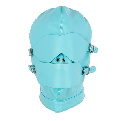 SKY BLUE BDSM HOOD WITH BALL GAG