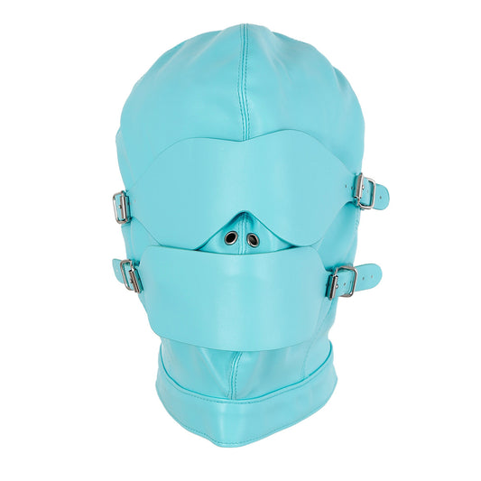 SKY BLUE BDSM HOOD WITH BALL GAG