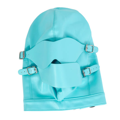 SKY BLUE BDSM HOOD WITH BALL GAG