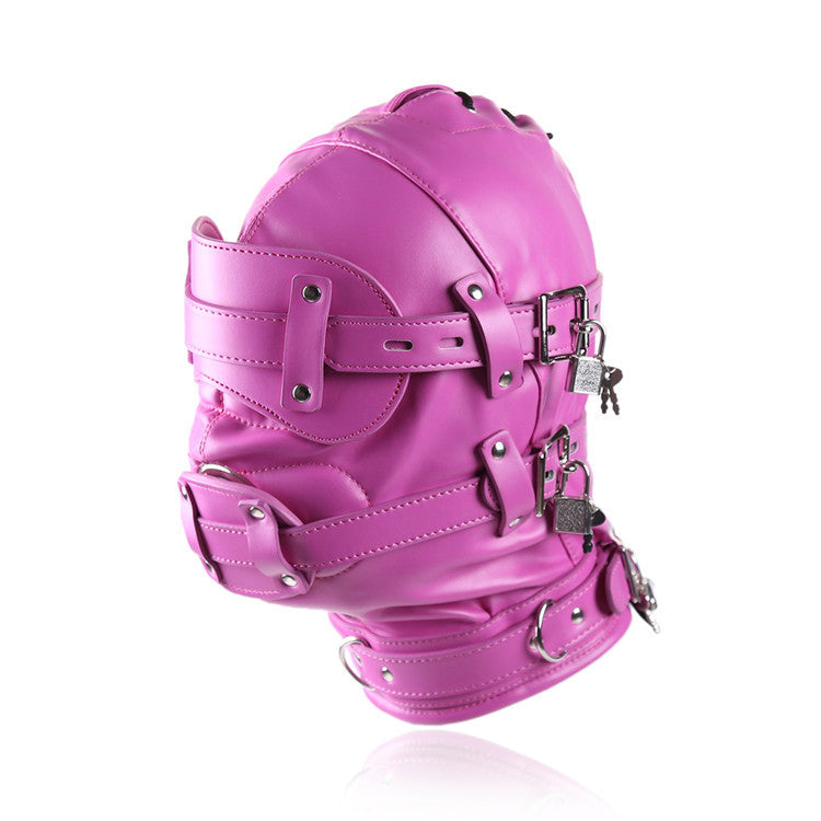 PINK BDSM HOOD WITH PHALLIC GAG