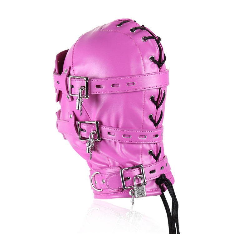 PINK BDSM HOOD WITH PHALLIC GAG