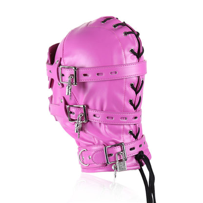 PINK BDSM HOOD WITH PHALLIC GAG