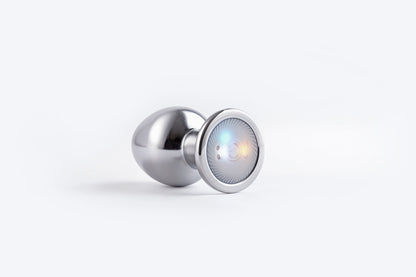 RAINBOW METALLIC VIBRATING ANAL PLUG WITH LED LIGHTS
