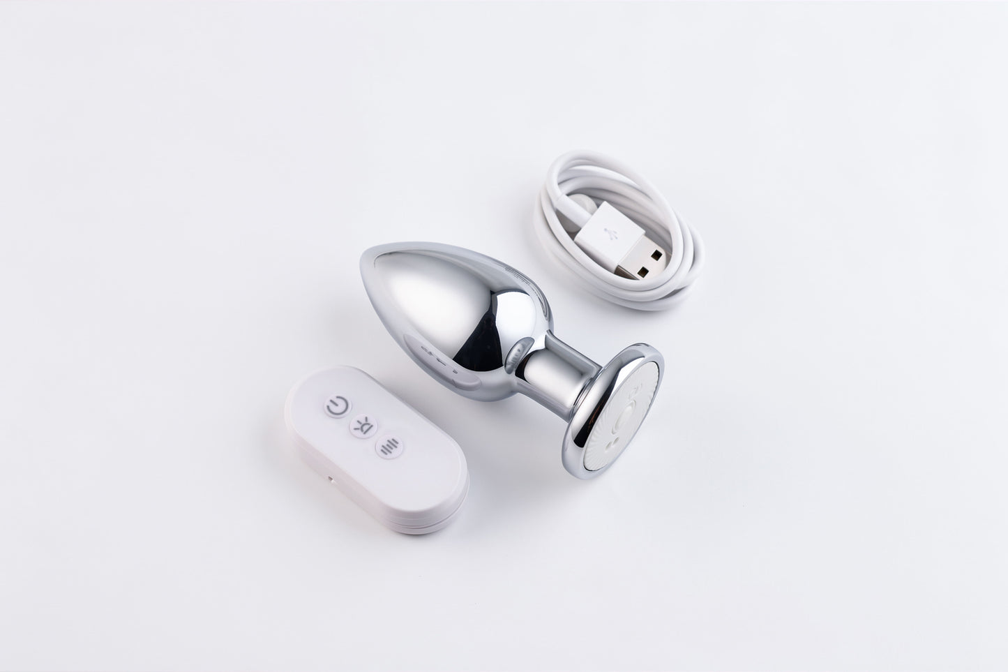 RAINBOW METALLIC VIBRATING ANAL PLUG WITH LED LIGHTS