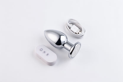 RAINBOW METALLIC VIBRATING ANAL PLUG WITH LED LIGHTS