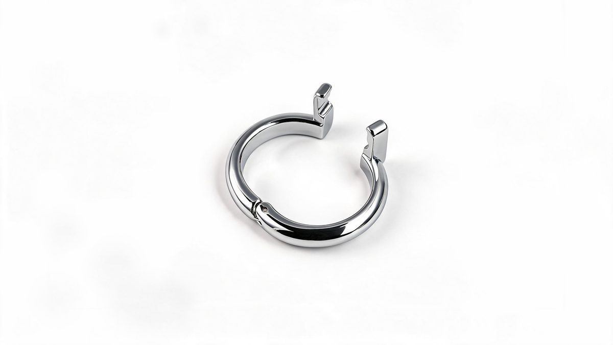 ZINC ALLOY CHASTITY CAGE WITH INTERCHANGEABLE LOCKING RINGS